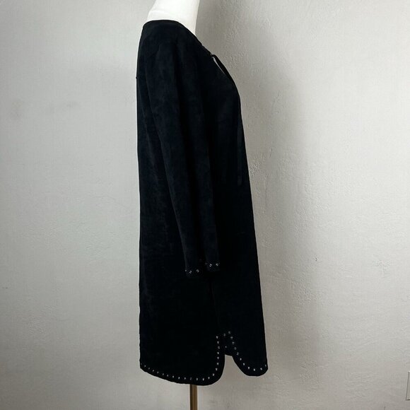 Velvet by Graham & Spencer Black Faux Suede Western Raleigh Shift Dress Small - Picture 8 of 13